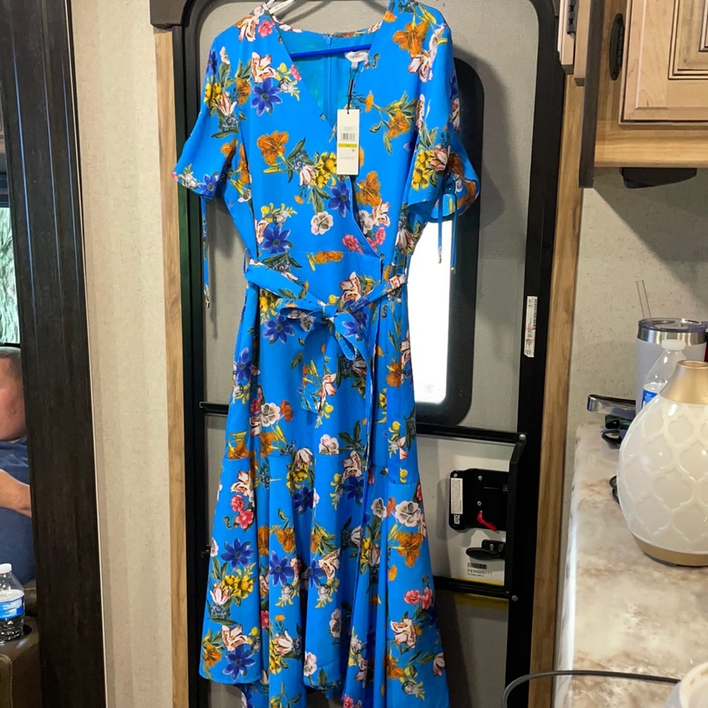 Blue Floral Wrap Dress - Calvin Klein - NWT